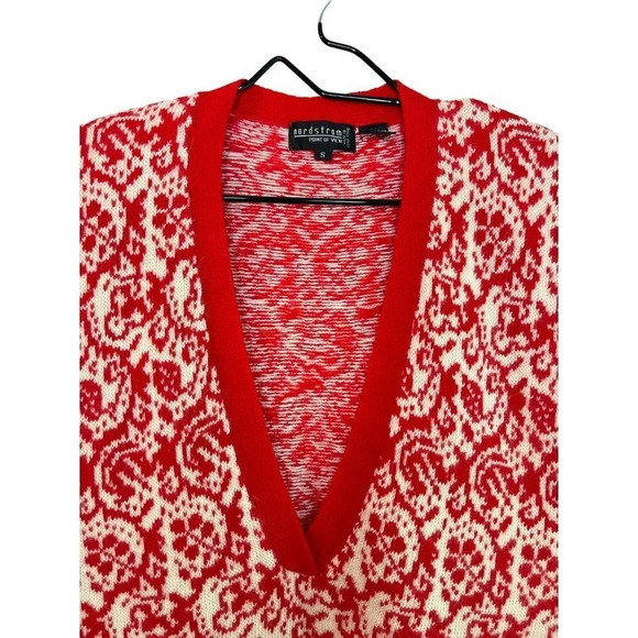VTG Women’s Lambswool Angora Sweater Vest Small Red White Jacquard Academia Mod - Picture 4 of 9